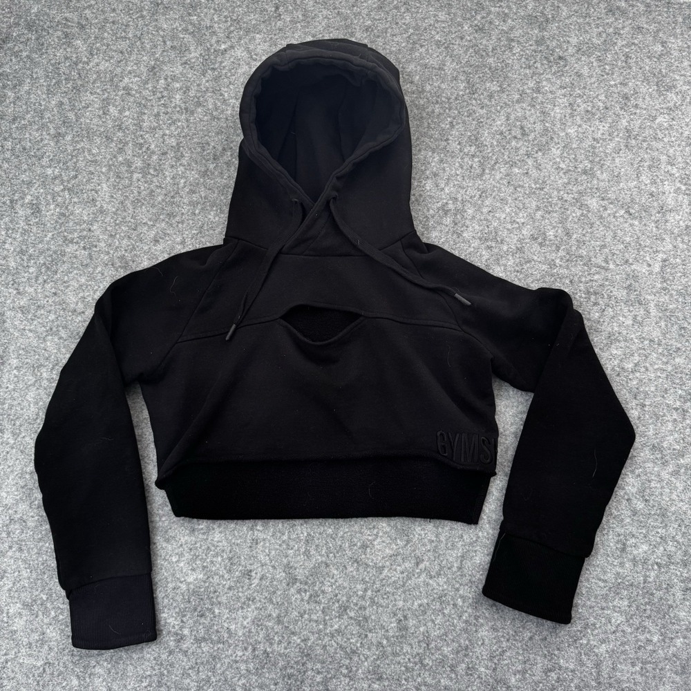GYMSHARK Cropped Pullover Hoodie Black Women's Size S